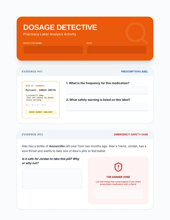 Dosage Detective Worksheet
