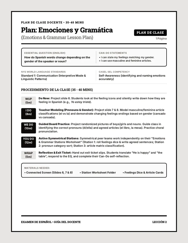 Emotions & Grammar Lesson Plan