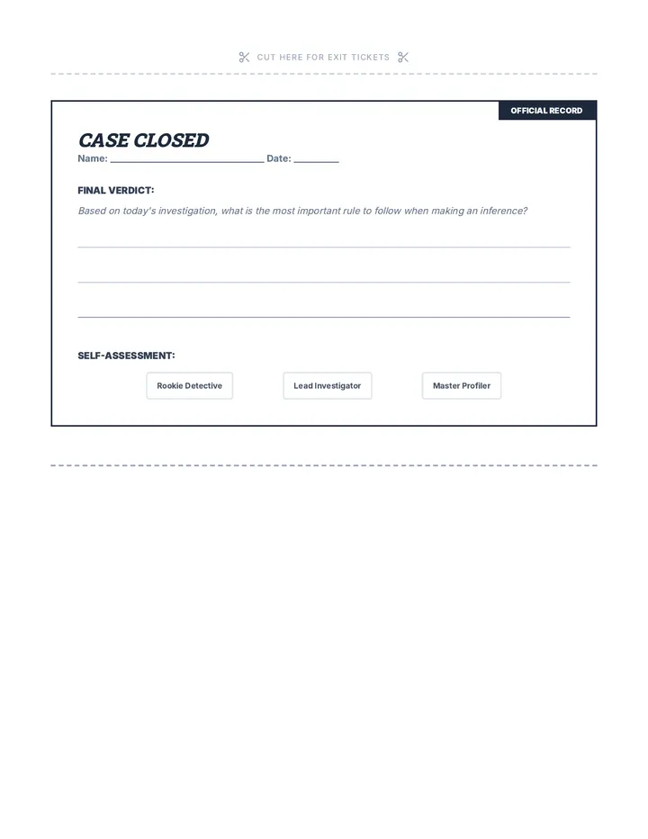 Case Closed Exit Ticket