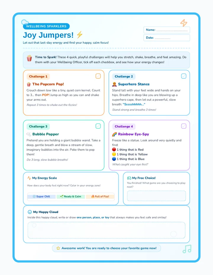 Joy Jumper Mindfulness Sheet