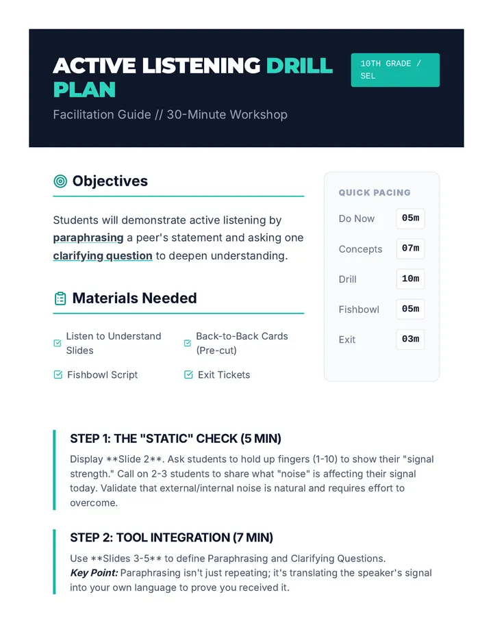 Active Listening Drill Plan