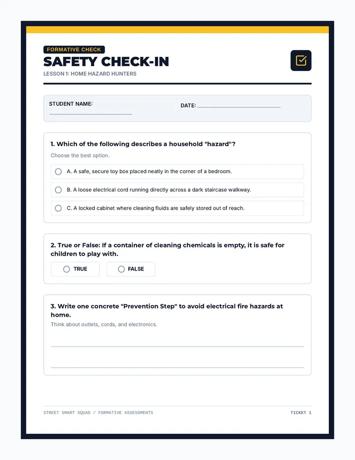 Safety Check Exit Tickets