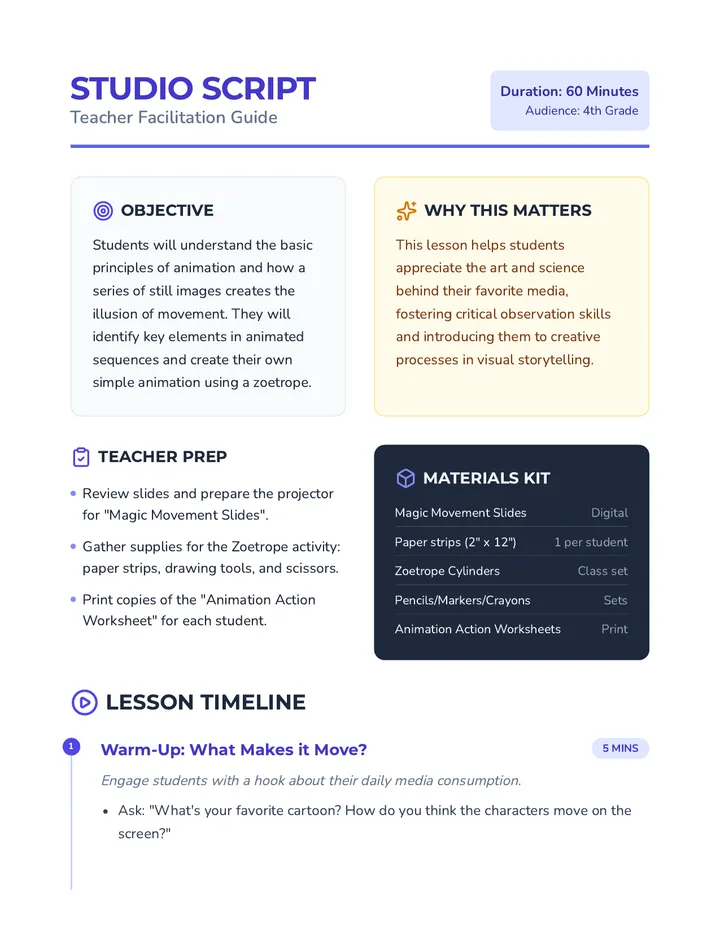 Studio Script Teacher Guide