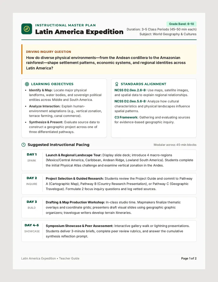 Latin America Expedition Teacher Guide