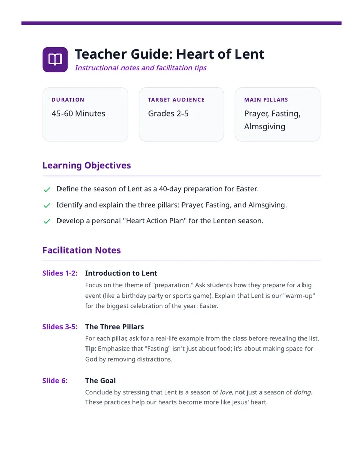 Heart of Lent Teacher Guide