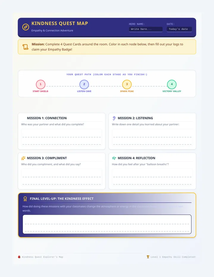Kindness Quest Map Worksheet