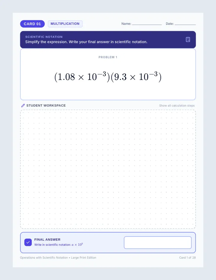 Scientific Notation Task Cards