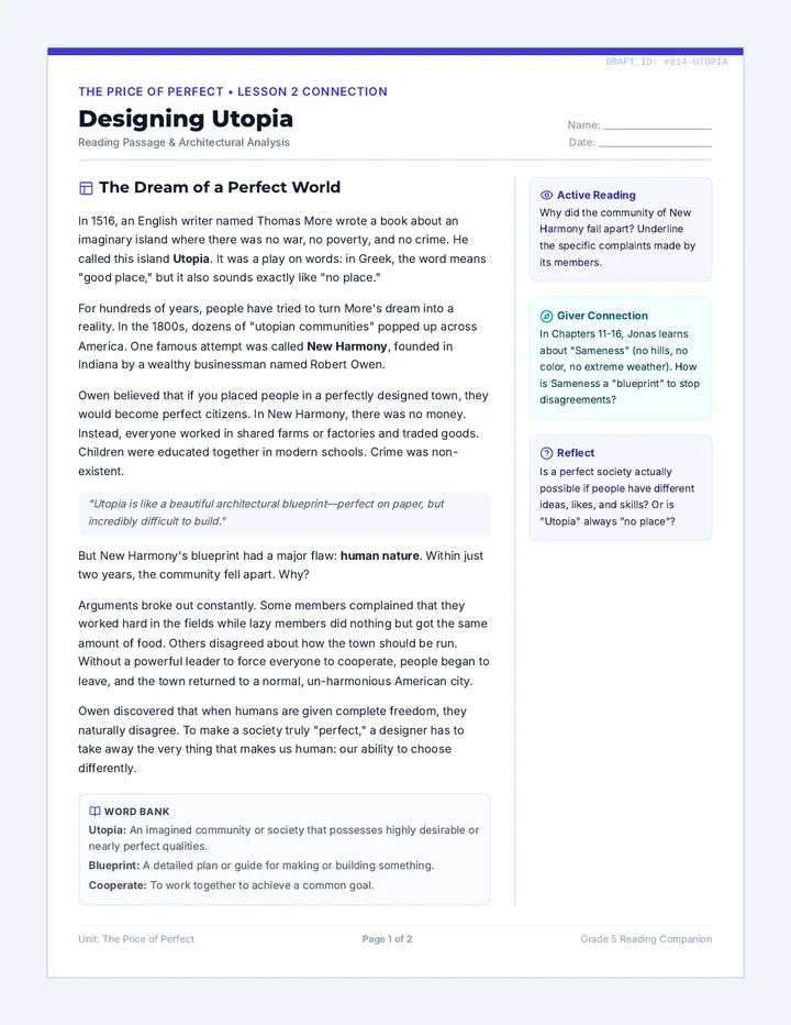 Designing Utopia Student Packet