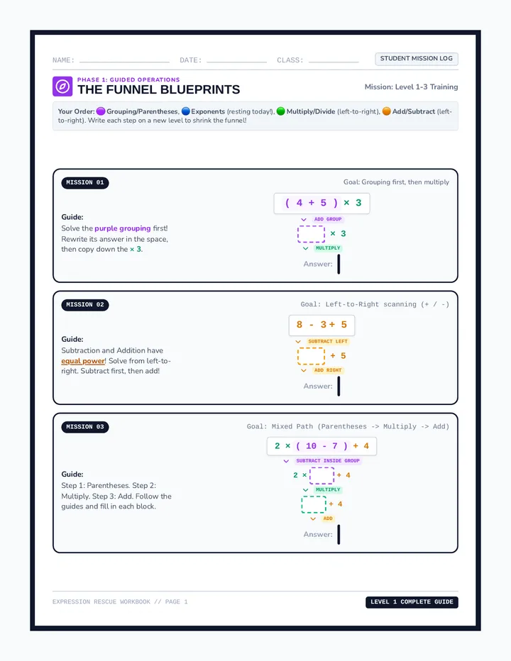 Expression Rescue Worksheet