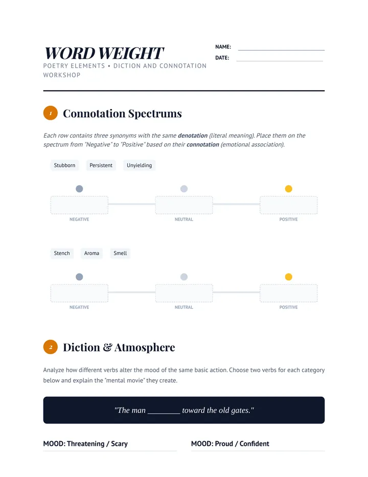 Word Weight Worksheet