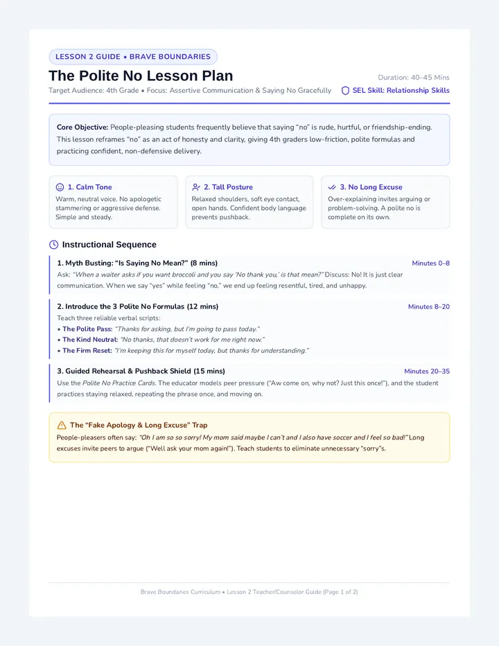 The Polite No Lesson Plan