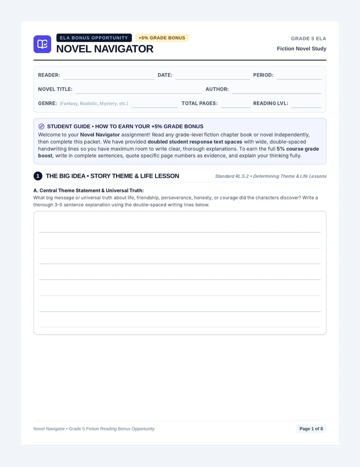 Novel Navigator Assignment Packet
