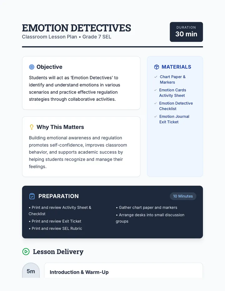 Emotion Detectives Lesson Plan