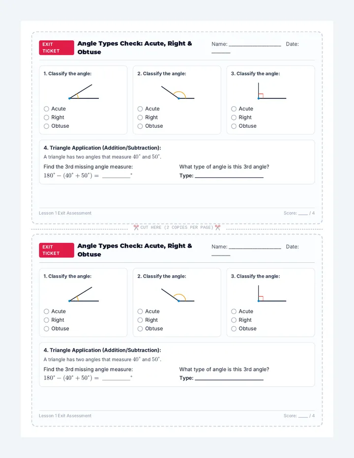 Angle Types Exit Ticket