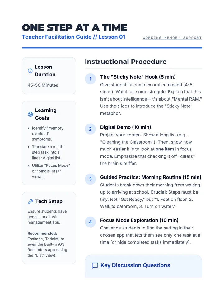 Linear Workflows Teacher Guide