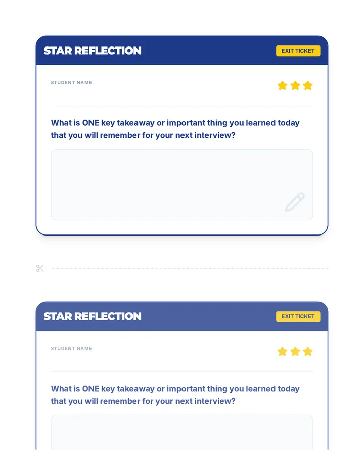 STAR Reflection Exit Ticket