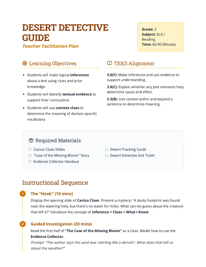 Desert Detective Teacher Guide
