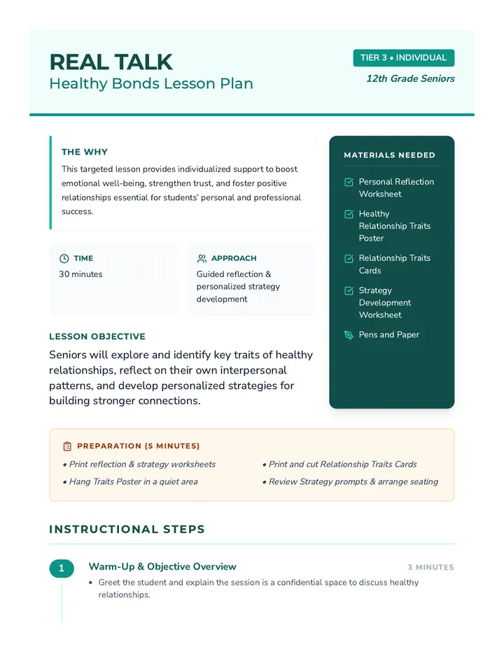 Real Talk Lesson Plan