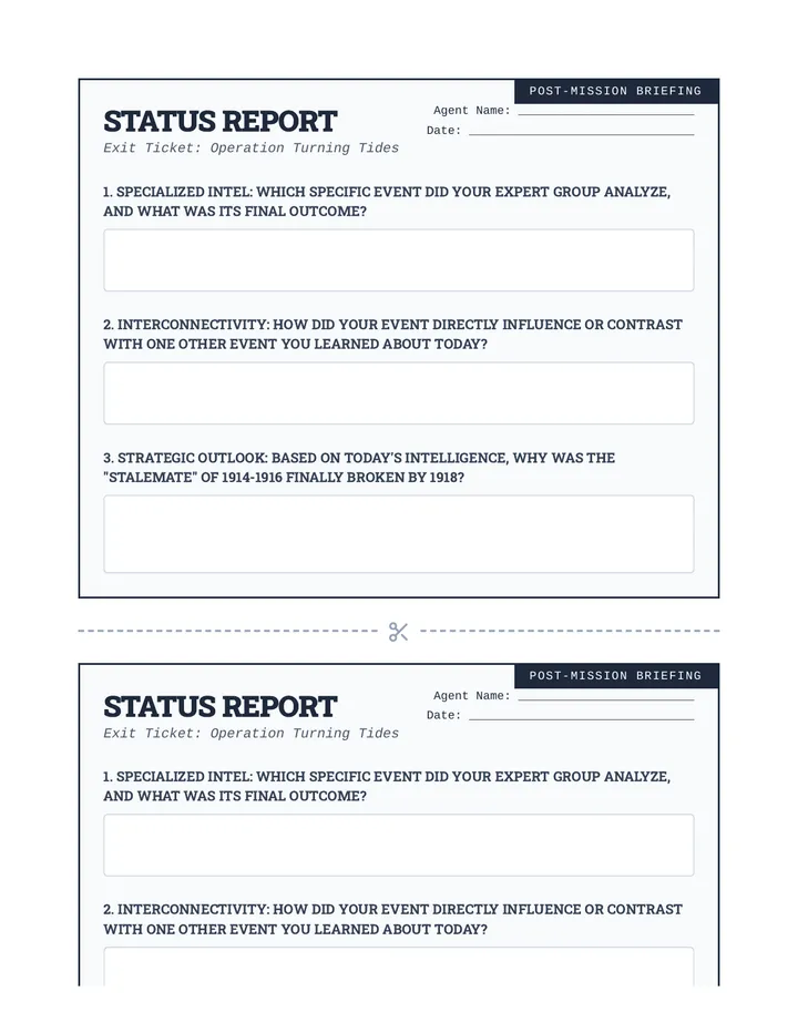 Status Report Exit Ticket