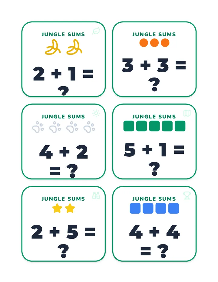 Jungle Sums Flashcards