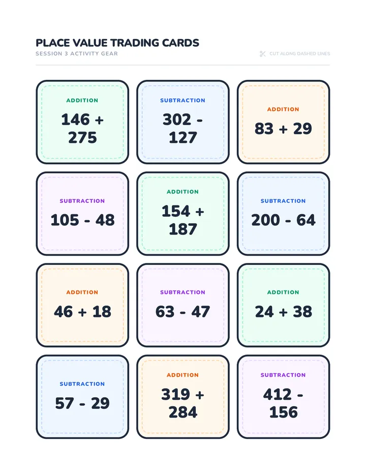 Place Value Trading Cards Printable