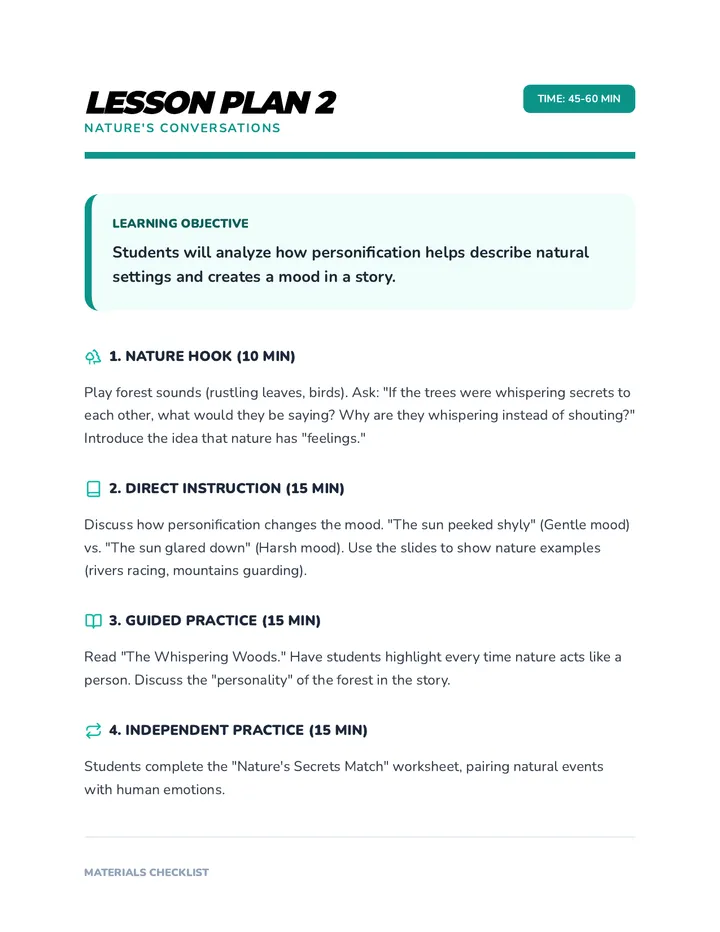 Lesson Plan 2 Nature