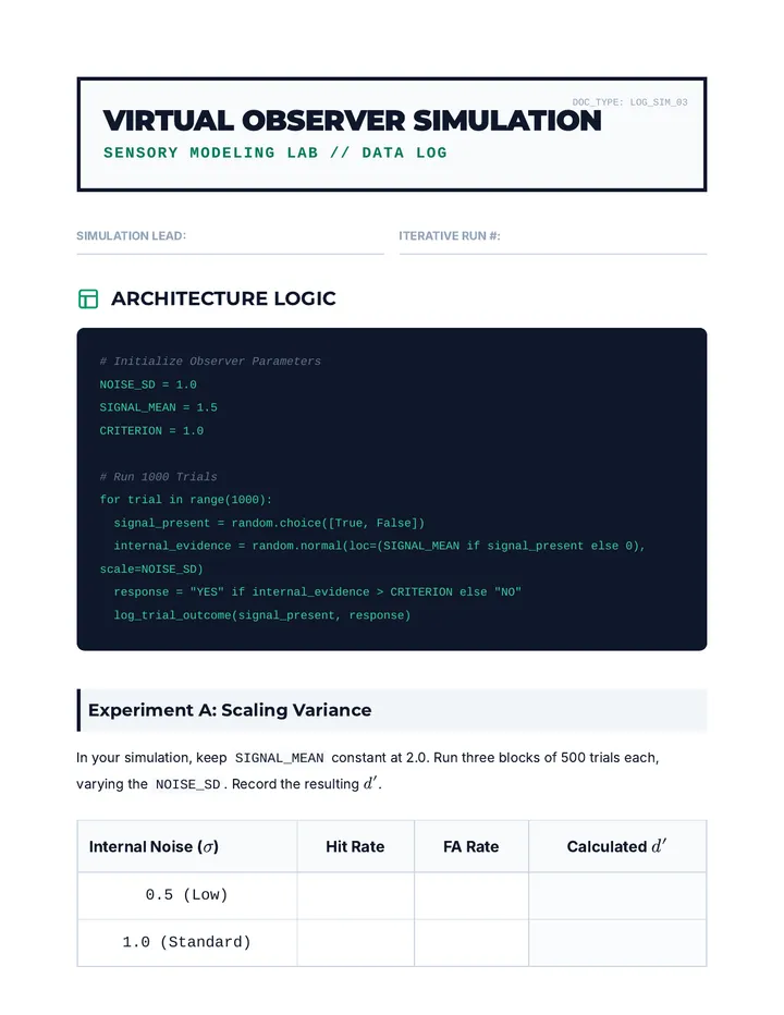 Virtual Observer Simulation Log Worksheet