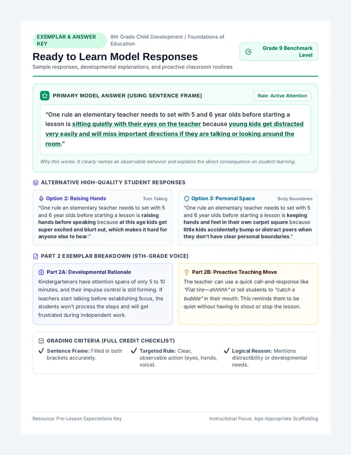 Ready to Learn Answer Key