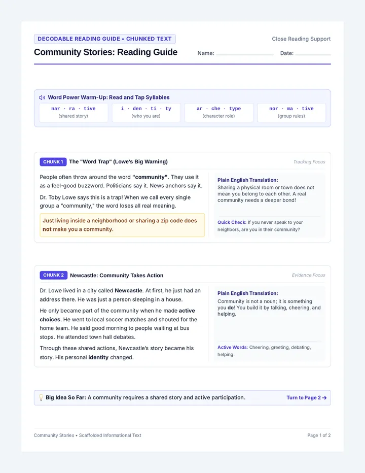 Community Stories Reading Guide