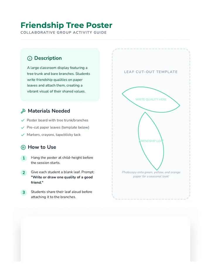Friendship Tree Poster Activity