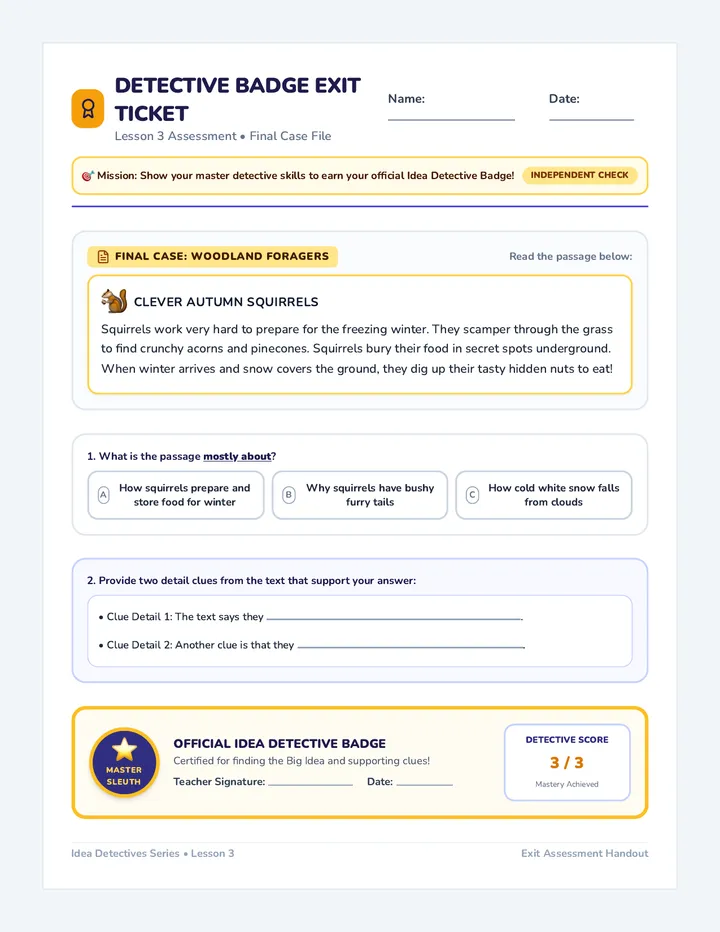 Detective Badge Exit Ticket