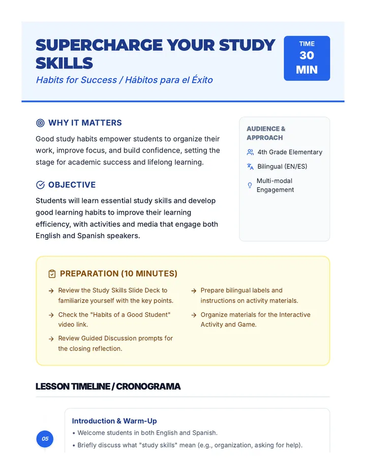 Supercharge Your Study Skills Lesson Plan