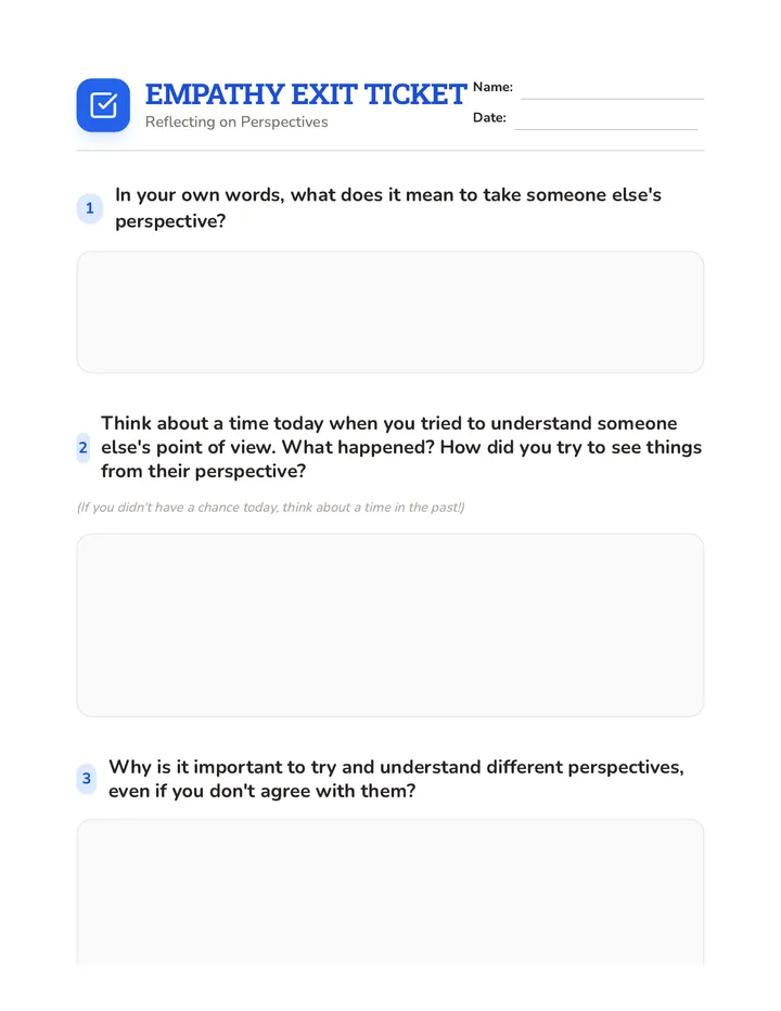 Empathy Exit Ticket Cool Down