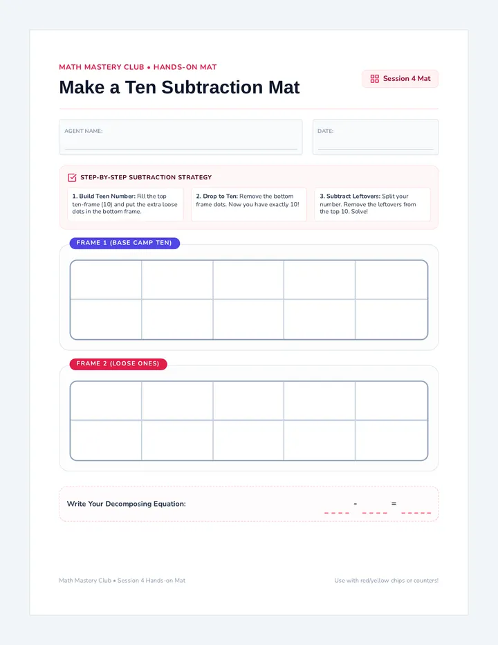 Make Ten Subtraction Mat