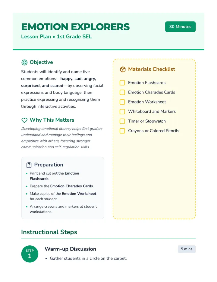 Emotion Explorers Teacher Guide