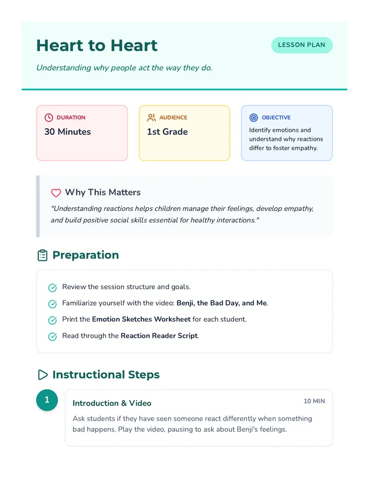 Heart to Heart Lesson Plan