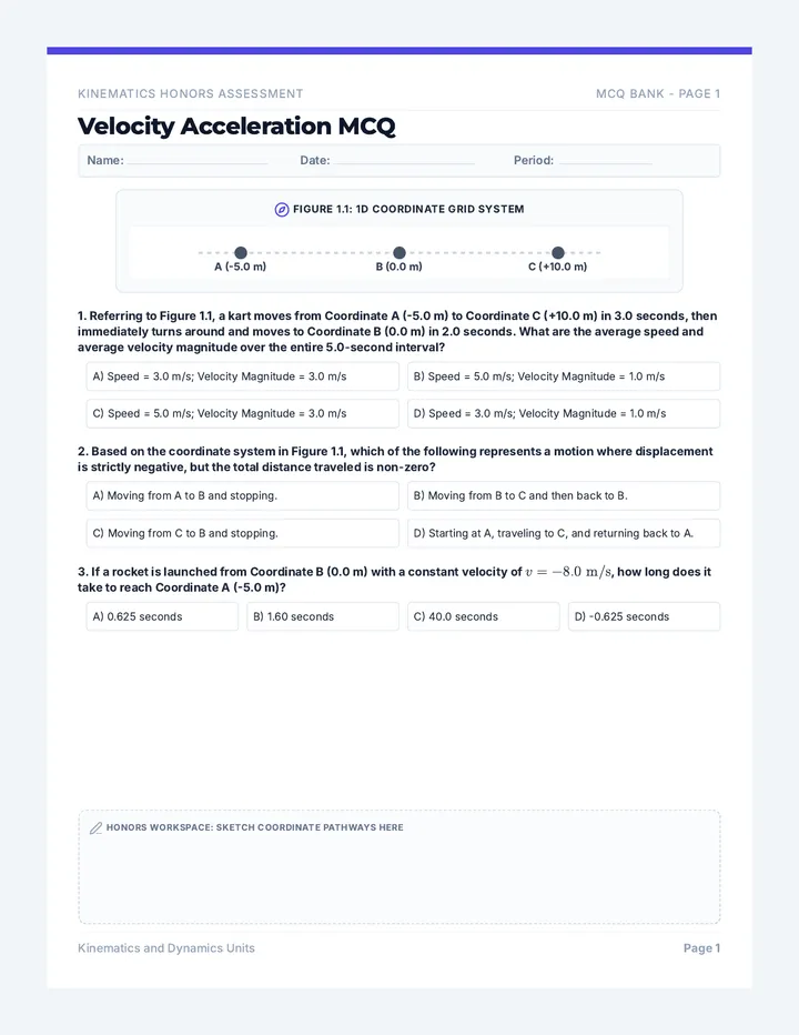 Velocity Acceleration MCQ