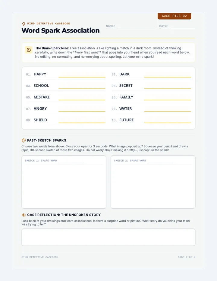 Word Spark Association Worksheet