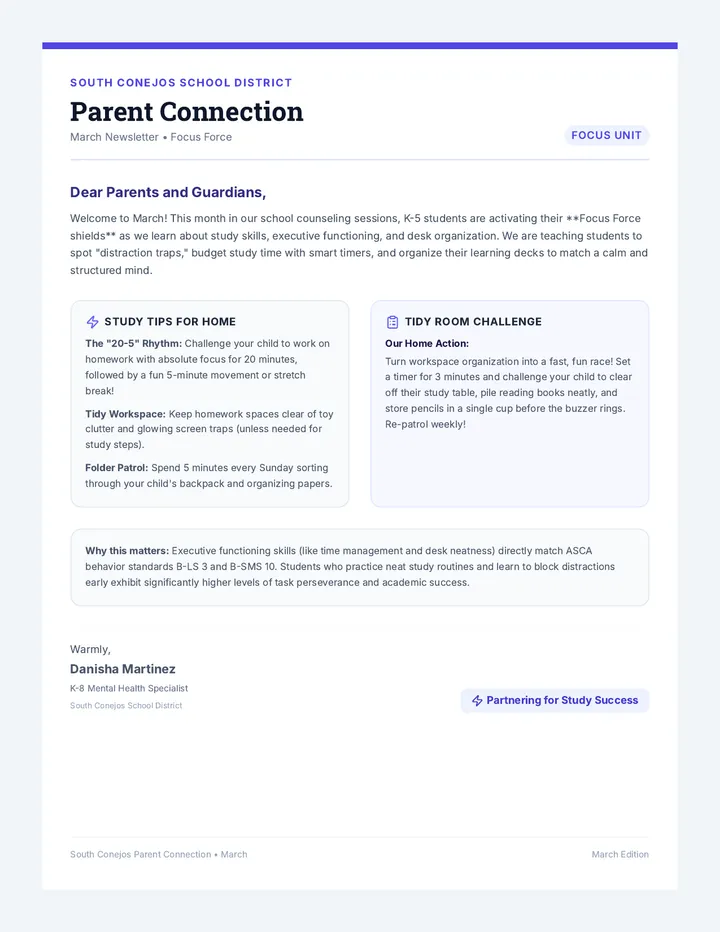 Focus Force Parent Newsletter