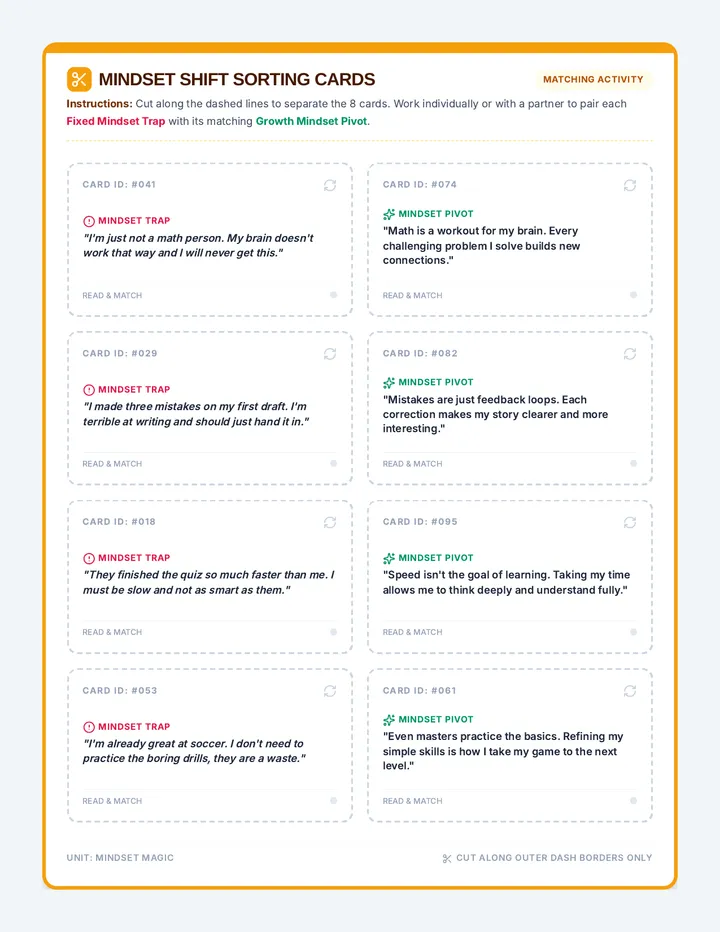 Mindset Shift Sorting Cards