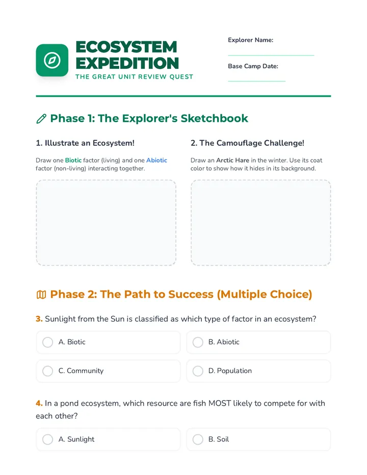 Ecosystem Expedition Worksheet
