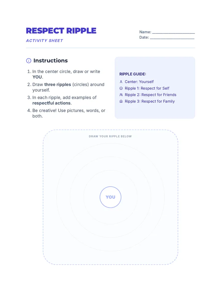 Respect Ripple Activity Sheets Document