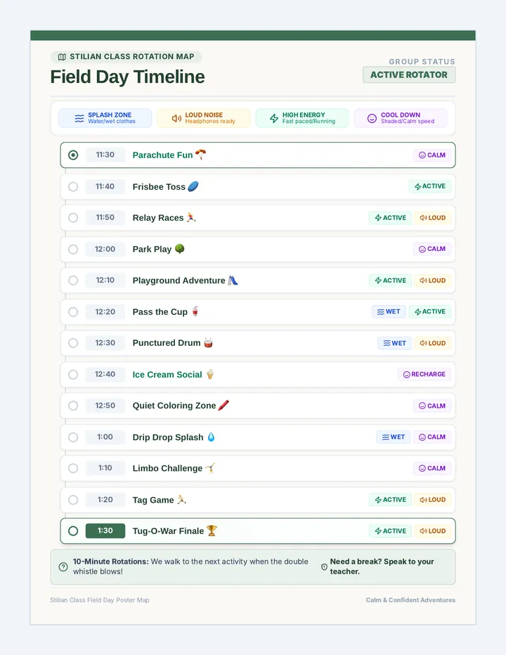 Stillian Class Schedule Poster