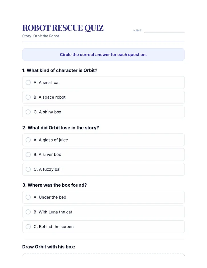 Robot Rescue 1 Worksheet Document