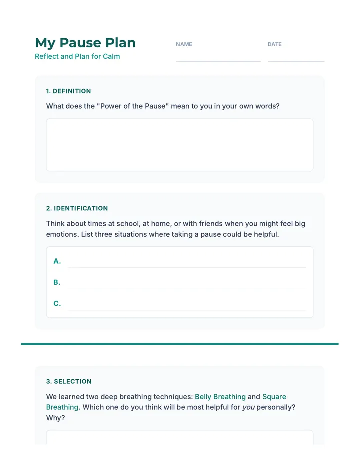 My Pause Plan Journal Entry