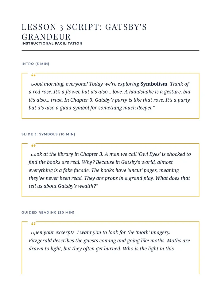 Gatsbys Grandeur Script