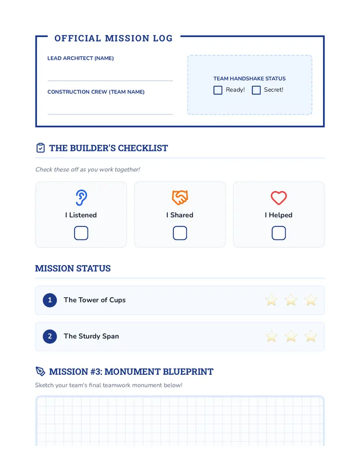 Blueprint Battles Mission Log Worksheet