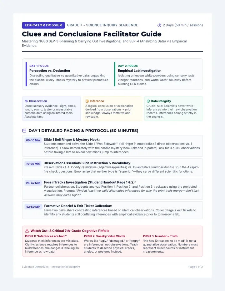 Clues Conclusions Teacher Guide