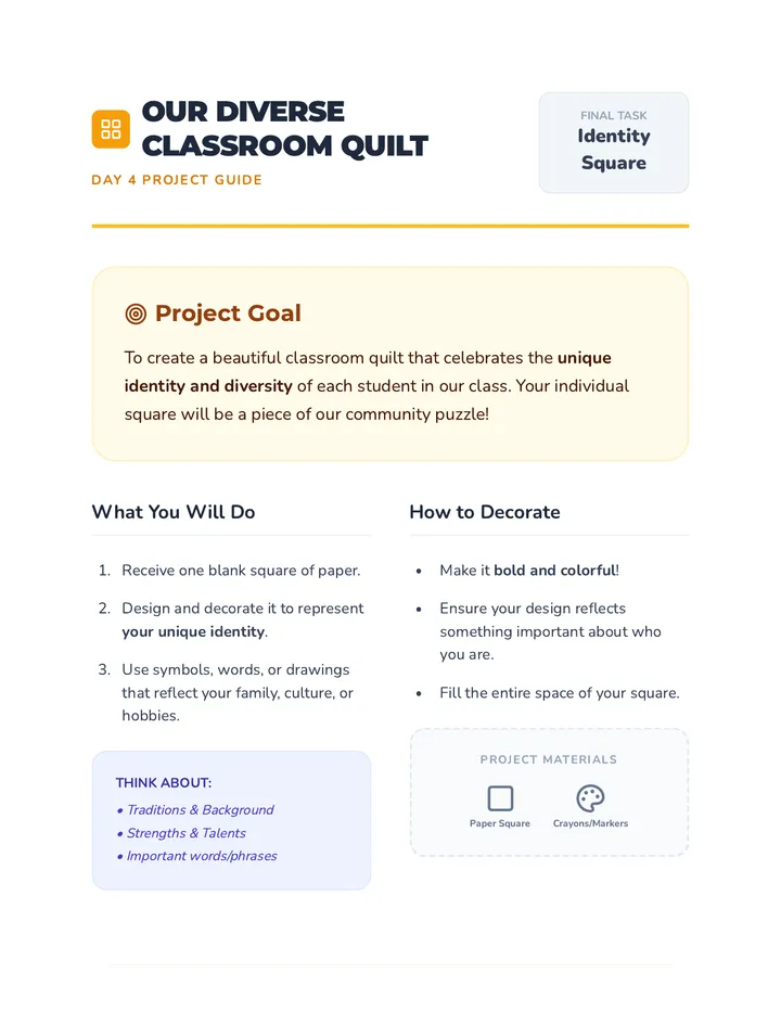 Day 4 Project Guide Classroom Quilt