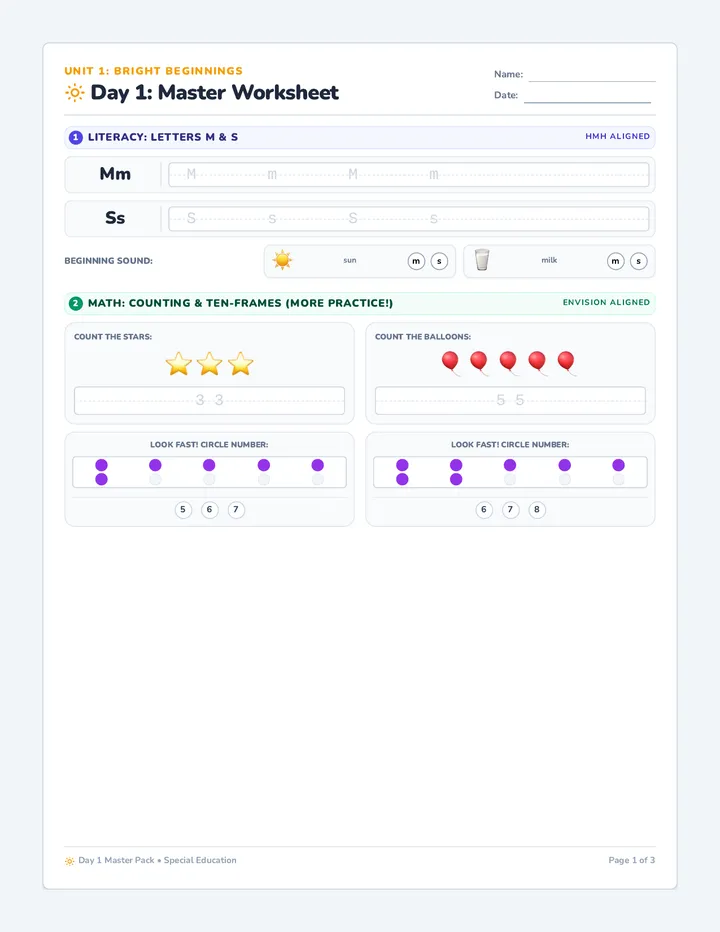 Kickoff Master Worksheets